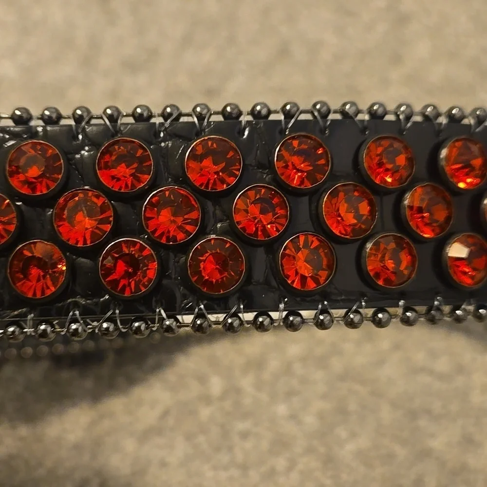 Childs Rockstar Original Black Belt With Red Stones